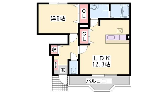 ベル・グラース(1LDK/1階)の間取り写真