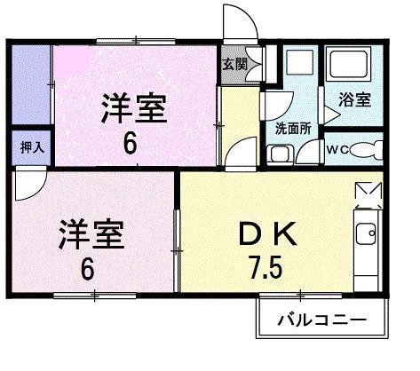 サニ-ヒルA(2DK/1階)の間取り写真