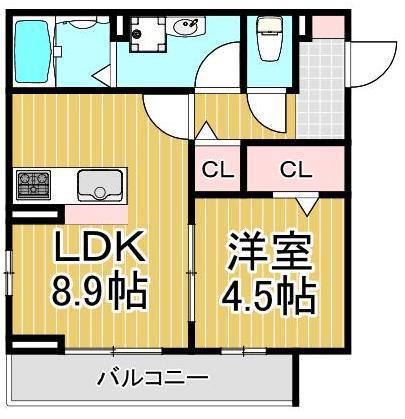 セレスティア柴又VI(1LDK/2階)の間取り写真