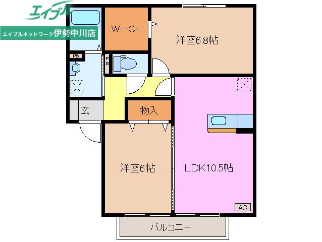 FIND BIRDIE C(2LDK/2階)の間取り写真