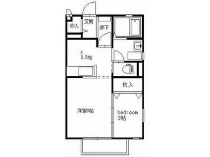 ADESSO D棟(1SK/1階)の間取り写真