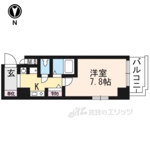 EC京都烏丸3ジャパニズム(1K/2階)の間取り写真