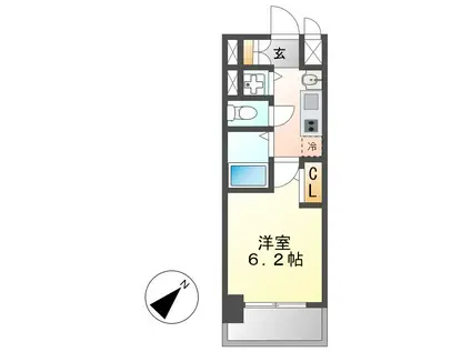プレサンス名古屋STATIONビジュ(1K/6階)の間取り写真