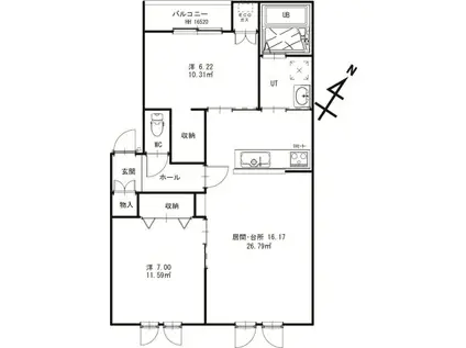 ROTHTLE(2LDK/1階)の間取り写真