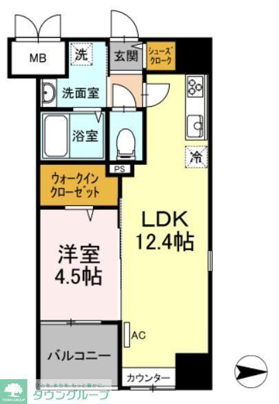 TRIO MARE 蔵前(1LDK/6階)の間取り写真