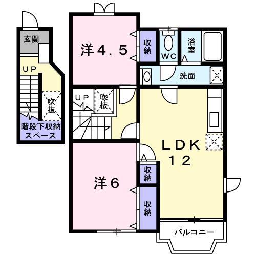 キャンディポップB(2LDK/2階)の間取り写真