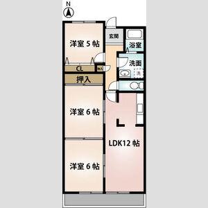 社ハイツ(3LDK/1階)の間取り写真