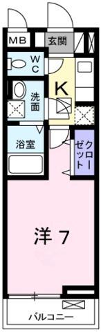 ビレッヂ飯田I(1K/1階)の間取り写真