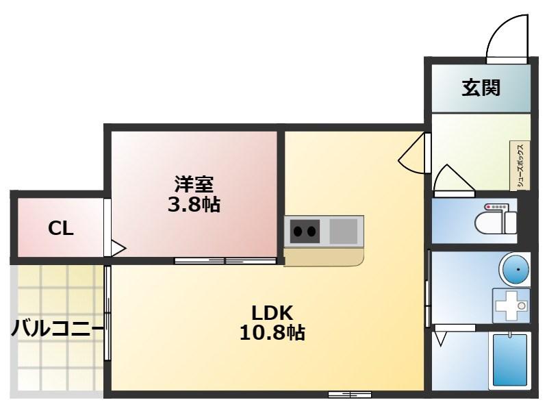 SUNMARK次郎丸(1LDK/1階)の間取り写真