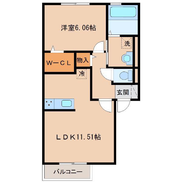 ニューライフつぶく5(1LDK/1階)の間取り写真