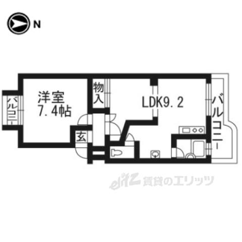 リヴィエラ下鴨(1LDK/2階)の間取り写真