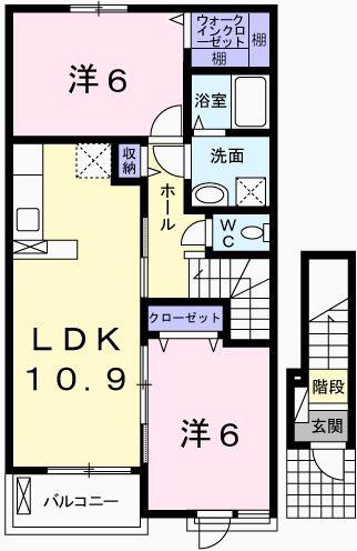 ディアス・カーサ(2LDK/2階)の間取り写真