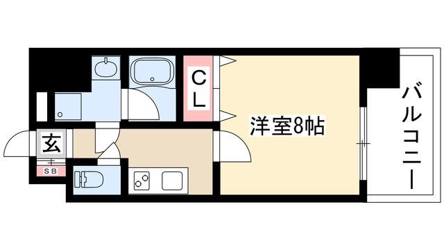 カレント茶屋が坂(1K/6階)の間取り写真