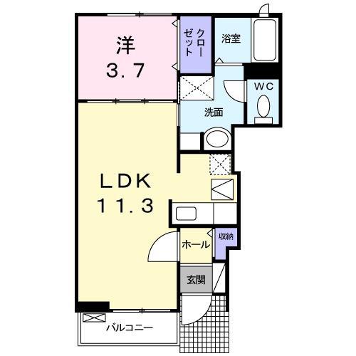 ピ-ノ フォリア(1LDK/1階)の間取り写真
