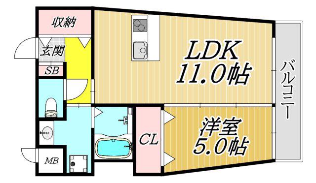 アンアーク(1LDK/3階)の間取り写真