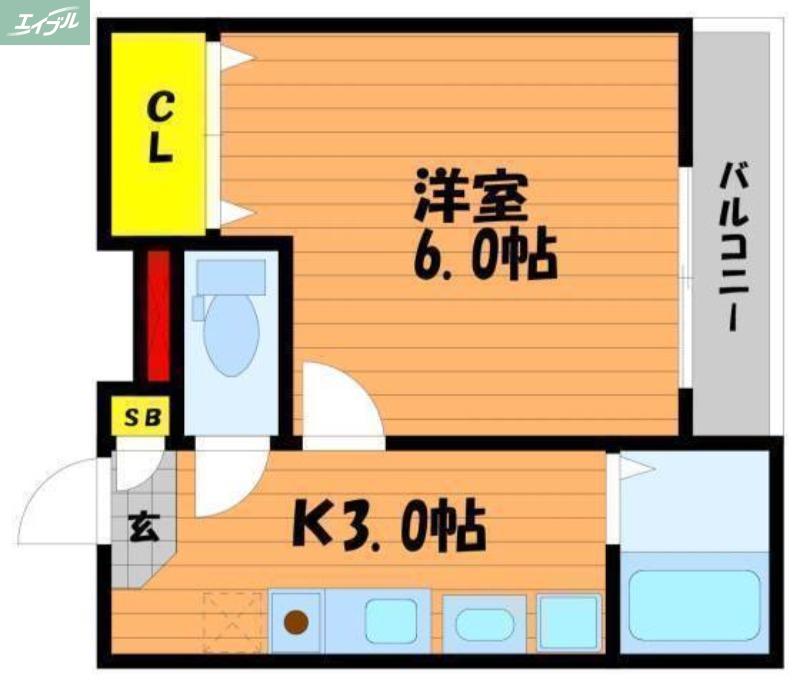 ウェーブレジデンス神田町(1K/1階)の間取り写真