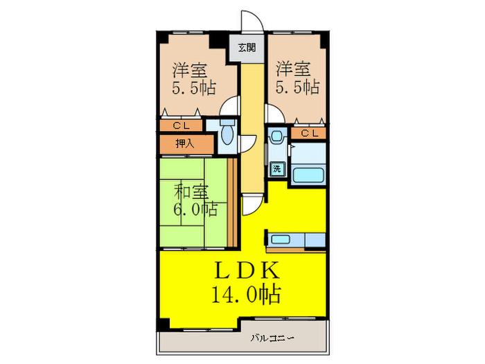 エトワール(3LDK/2階)の間取り写真