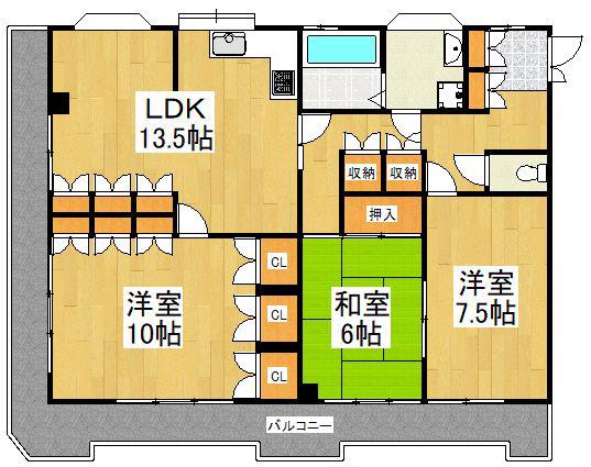 パレ・ソーカル(3LDK/3階)の間取り写真