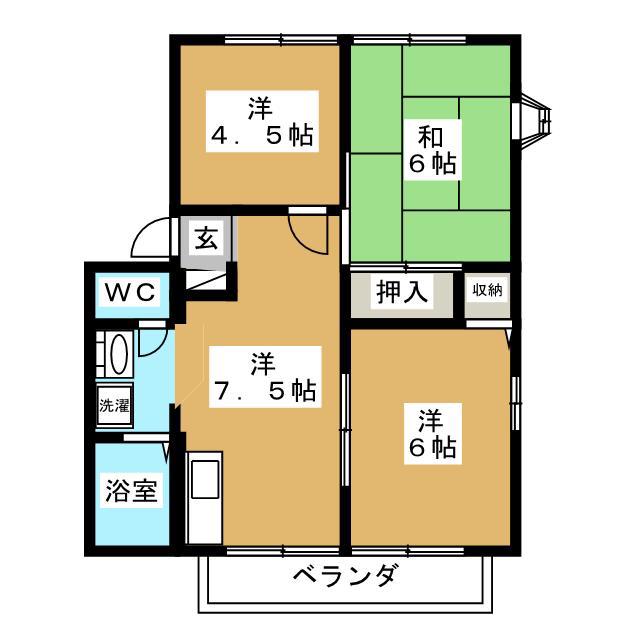 マツマルハイツ(3DK/2階)の間取り写真