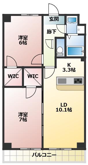 MELIV岩倉(2LDK/10階)の間取り写真