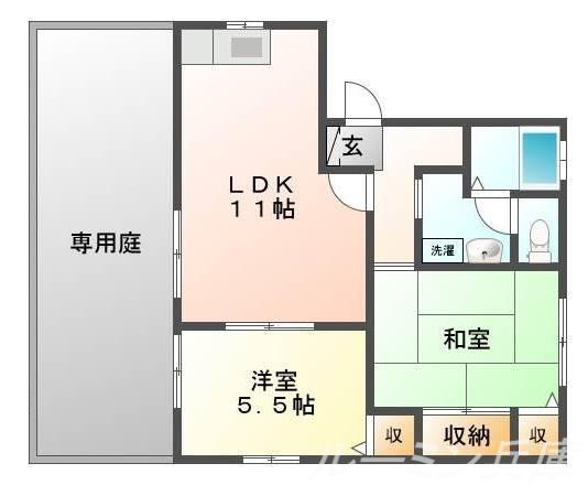 バリュージュ王子B(2LDK/1階)の間取り写真