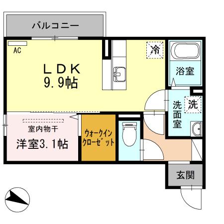 ゴザエスト(1LDK/2階)の間取り写真