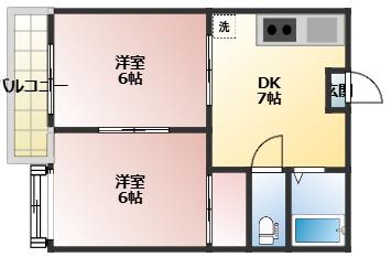 ハニーハイツI(2DK/2階)の間取り写真