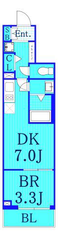 フロンティアタップ横浜大口(1DK/2階)の間取り写真