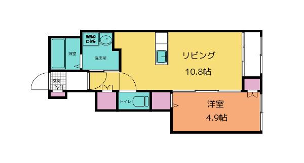 スリーファースト(1LDK/1階)の間取り写真