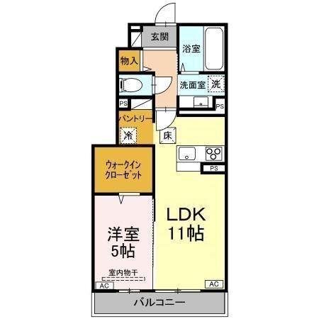 D-ROOMルポ(1LDK/1階)の間取り写真