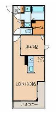 グランテポルタ調布(1LDK/2階)の間取り写真