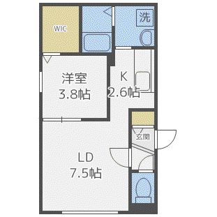 HILLS SAPPOROIII(1LDK/2階)の間取り写真