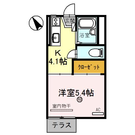 ハイツ西田(1K/1階)の間取り写真