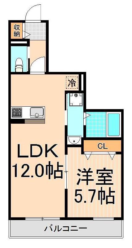 TOY GRANDE北千住(1LDK/2階)の間取り写真