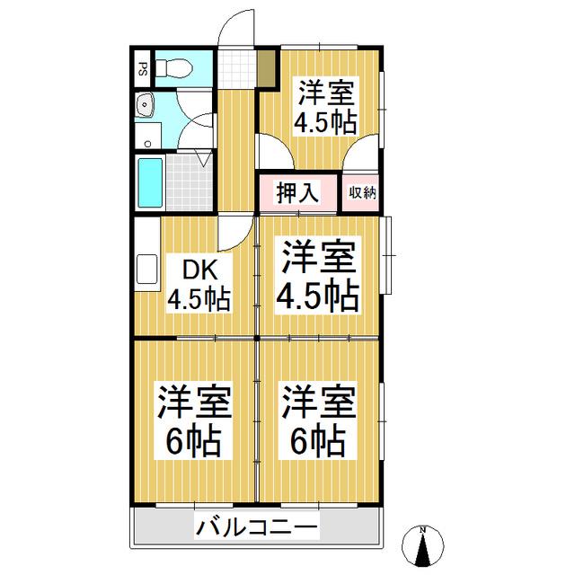 松川コーポ(4DK/2階)の間取り写真