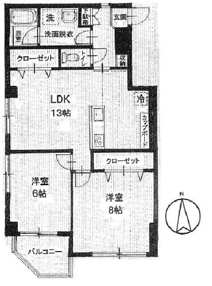 板橋区東山町 マンション(2LDK/4階)の間取り写真