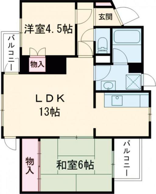 レジデンス辰巳(2LDK/2階)の間取り写真