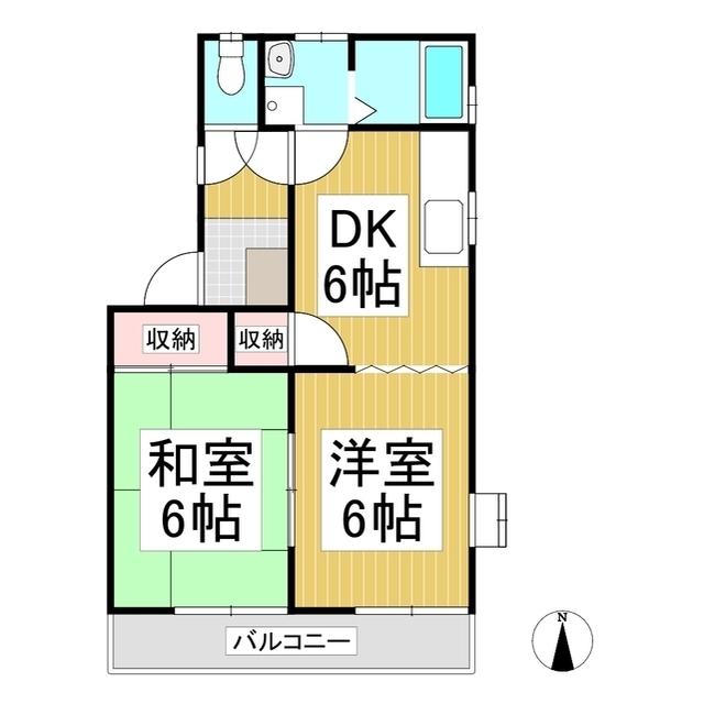 ハイツみやうら3(2DK/1階)の間取り写真
