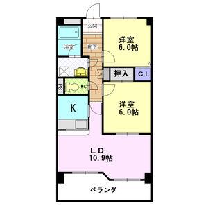 第6田中ビル(2LDK/2階)の間取り写真