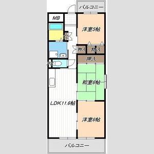 ポートシティ高木(3LDK/5階)の間取り写真