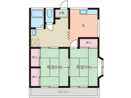 弥生ハイツ(2K/2階)の間取り写真