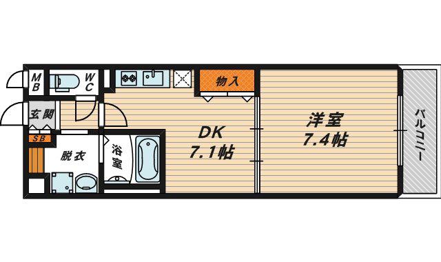 メゾンバイタルD棟(1DK/3階)の間取り写真