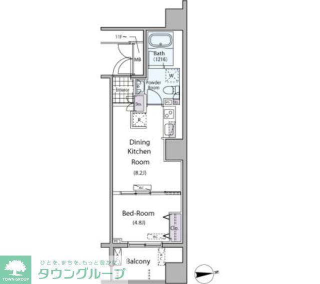 パークアクシス元浅草ステージ(1DK/12階)の間取り写真