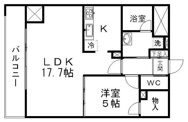 ヴィアーレ勾当台I(1LDK/9階)の間取り写真