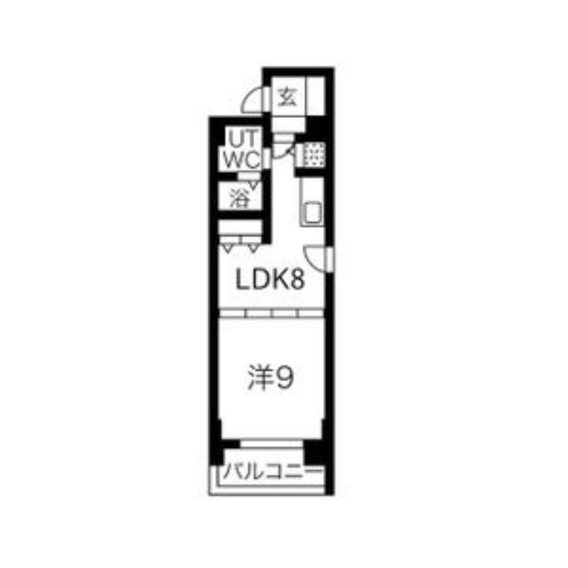 FLAT-A(1DK/8階)の間取り写真