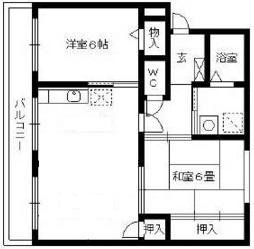 第2江頭ハイツ(2LDK/4階)の間取り写真