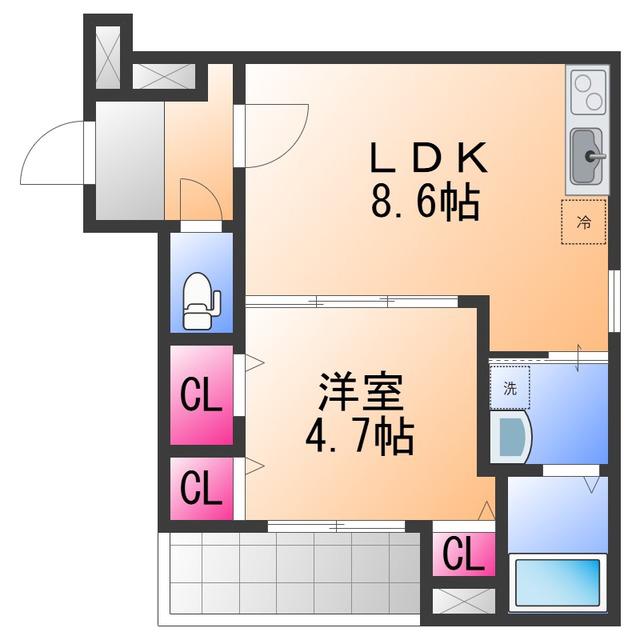 フルールハチテラス(1LDK/1階)の間取り写真