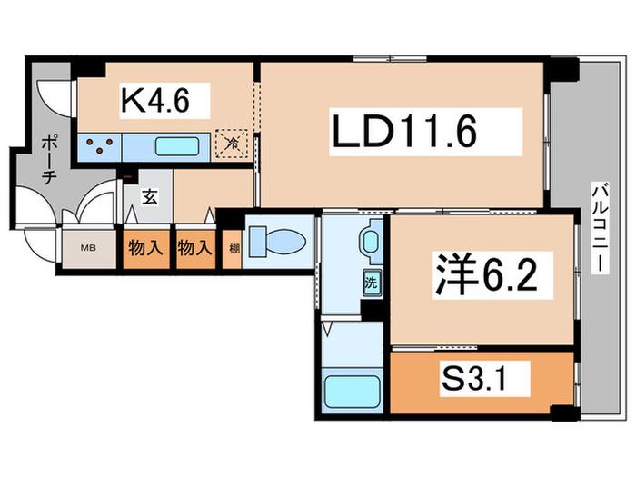 ベルデ石きり(1SLDK/2階)の間取り写真