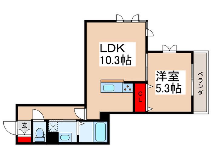 ポルト ボヌール(1LDK/3階)の間取り写真