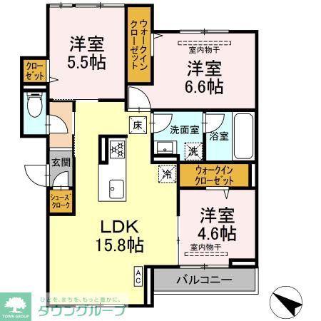 サン・クレール(3LDK/1階)の間取り写真